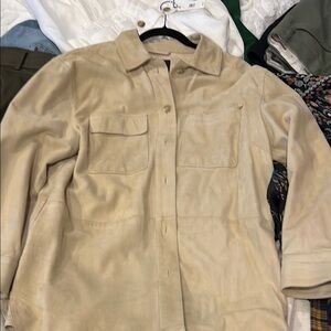 Banana Republic Suede Tan Utility Jacket with Collared Neckline